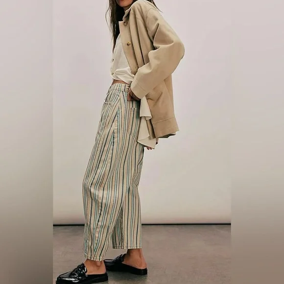 Loveimgs Women's Boyfriend Baggy Barrel Stripe Jeans Size Small (US 4-6) NWT - Picture 4 of 17